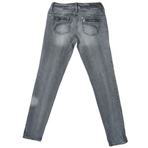 Moto Grunge Fox Racing Skinny Jeans Women Size‎ 3 Gray Acid Wash Zipper Pockets